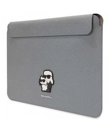 Karl Lagerfeld Saffiano Karl&Choupette case for a 16" laptop - silver