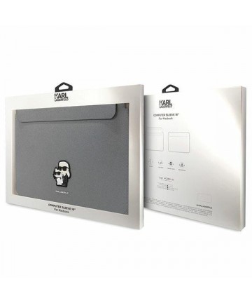 Karl Lagerfeld Saffiano Karl&Choupette case for a 16" laptop - silver