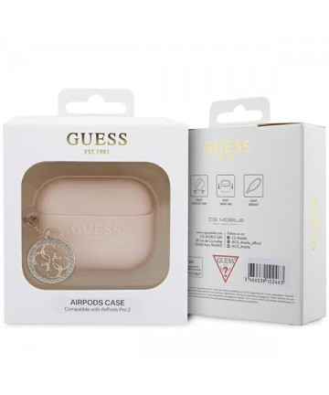 Guess GUAP23DSLGHDP AirPods Pro 2 cover pink/pink 3D Rubber 4G Diamond Charm