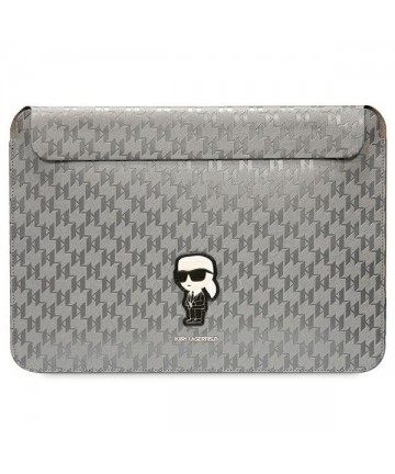 Karl Lagerfeld Saffiano Monogram Ikonik case for a 14" laptop - silver