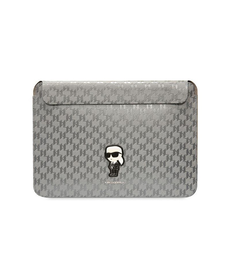 Karl Lagerfeld Saffiano Monogram Ikonik case for a 14" laptop - silver