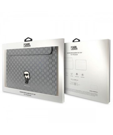 Karl Lagerfeld Saffiano Monogram Ikonik case for a 14" laptop - silver