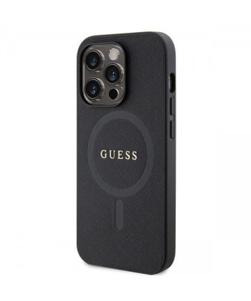 Guess GUHMP14LPSAHMCK case for iPhone 14 Pro - black Saffiano MagSafe