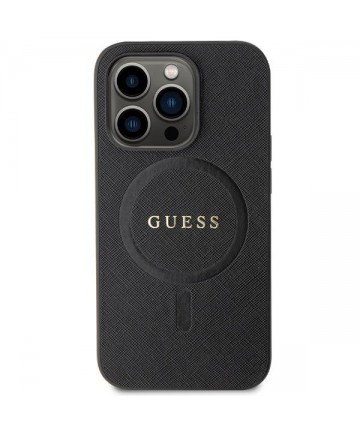 Guess GUHMP14LPSAHMCK case for iPhone 14 Pro - black Saffiano MagSafe