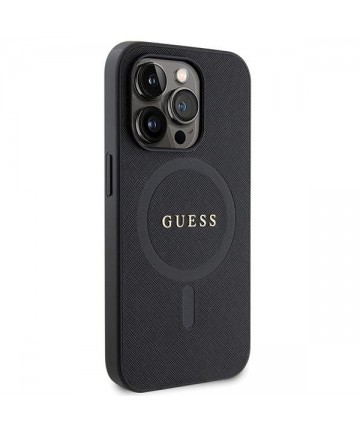Guess GUHMP14LPSAHMCK case for iPhone 14 Pro - black Saffiano MagSafe