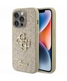 Guess Glitter Script Big 4G iPhone 15 Pro Case - Gold