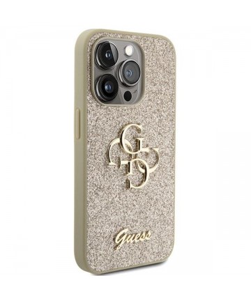 Guess Glitter Script Big 4G iPhone 15 Pro Case - Gold