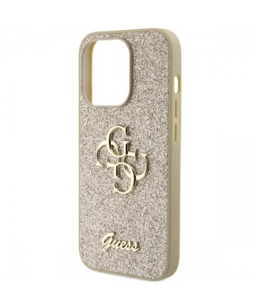 Guess Glitter Script Big 4G iPhone 15 Pro Case - Gold