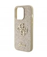 Guess Glitter Script Big 4G iPhone 15 Pro Case - Gold