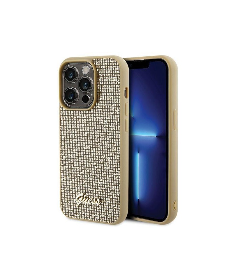 Guess Disco Metal Script case for iPhone 15 Pro - gold