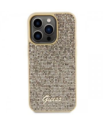 Guess Disco Metal Script case for iPhone 15 Pro - gold
