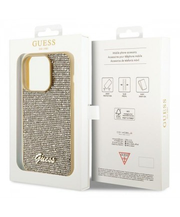 Guess Disco Metal Script case for iPhone 15 Pro - gold