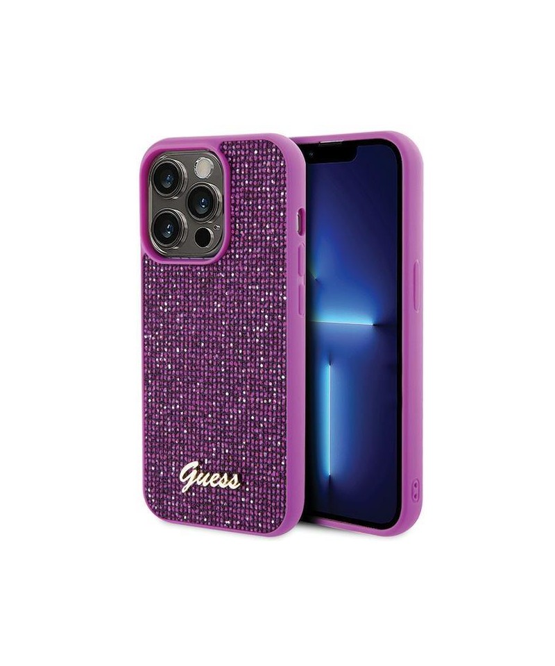 Guess Disco Metal Script case for iPhone 15 Pro - pink