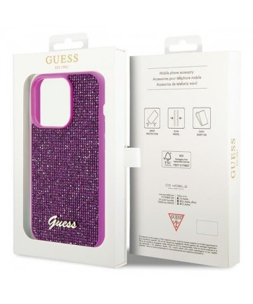 Guess Disco Metal Script case for iPhone 15 Pro - pink