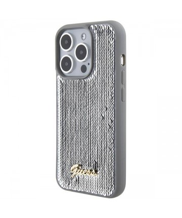 Guess Sequin Script Metal case for iPhone 15 Pro - silver