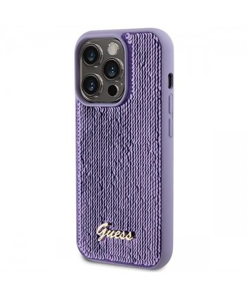 Guess Sequin Script Metal case for iPhone 15 Pro - purple