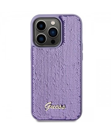 Guess Sequin Script Metal case for iPhone 15 Pro - purple