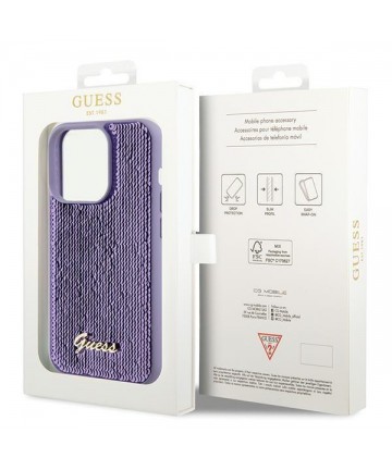 Guess Sequin Script Metal case for iPhone 15 Pro - purple