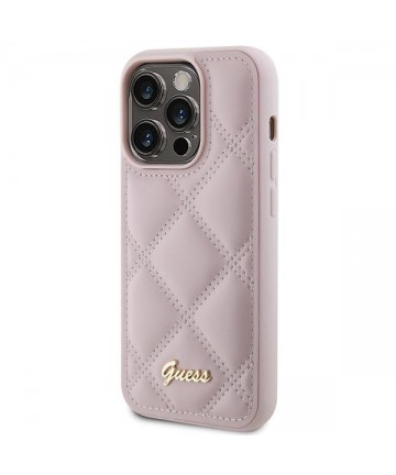 Guess Quilted Metal Logo case for iPhone 15 Pro - pink