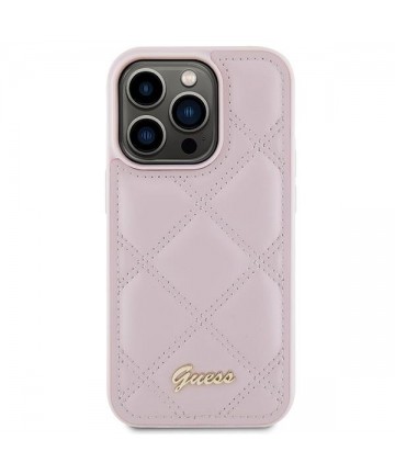 Guess Quilted Metal Logo case for iPhone 15 Pro - pink