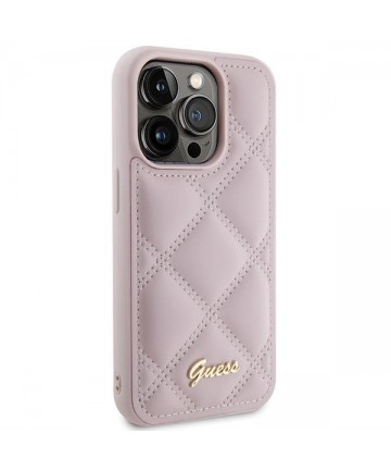 Guess Quilted Metal Logo case for iPhone 15 Pro - pink