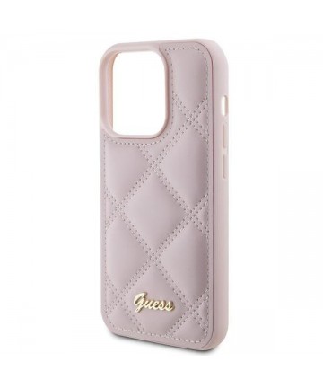 Guess Quilted Metal Logo case for iPhone 15 Pro - pink