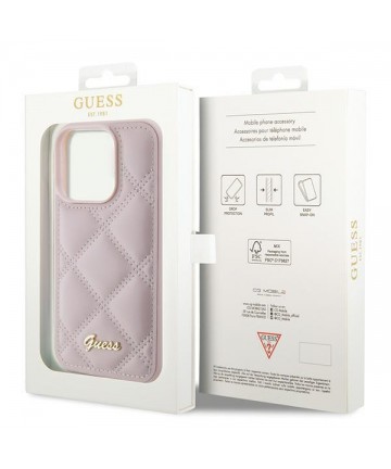 Guess Quilted Metal Logo case for iPhone 15 Pro - pink