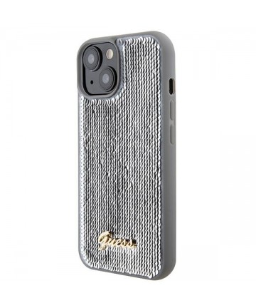 Guess Sequin Script Metal case for iPhone 15 - silver