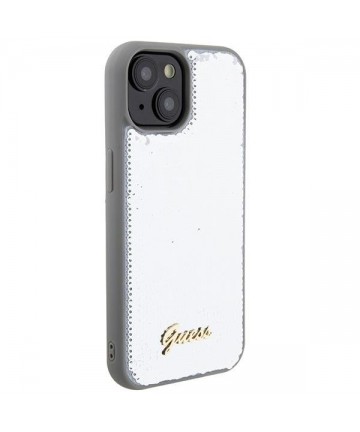 Guess Sequin Script Metal case for iPhone 15 - silver