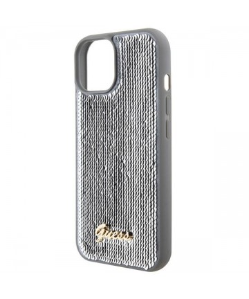 Guess Sequin Script Metal case for iPhone 15 - silver