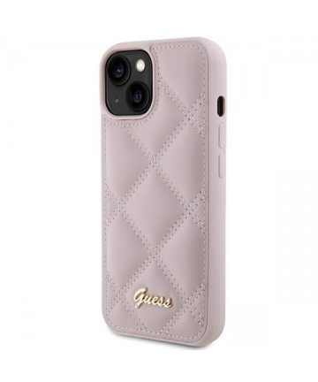 Guess Quilted Metal Logo case for iPhone 15 - pink