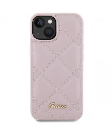 Guess Quilted Metal Logo case for iPhone 15 - pink