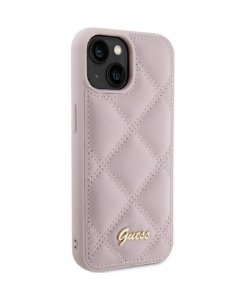 Guess Quilted Metal Logo case for iPhone 15 - pink