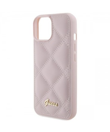 Guess Quilted Metal Logo case for iPhone 15 - pink