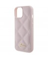 Guess Quilted Metal Logo case for iPhone 15 - pink