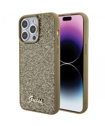 Guess Disco Metal Script case for iPhone 15 Pro Max - gold