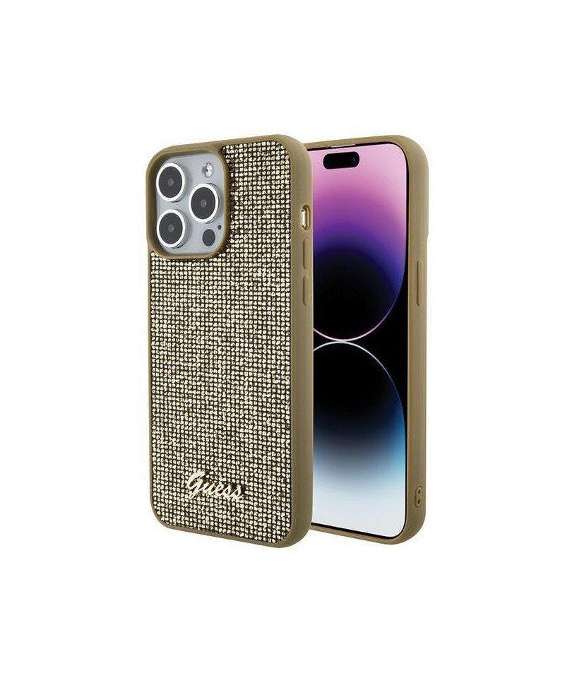 Guess Disco Metal Script case for iPhone 15 Pro Max - gold