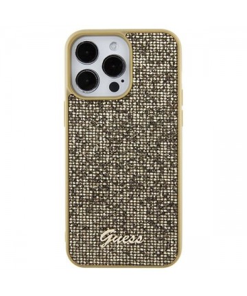 Guess Disco Metal Script case for iPhone 15 Pro Max - gold