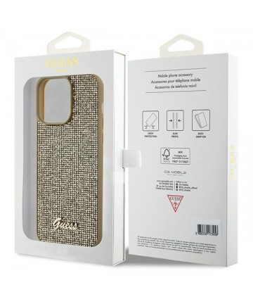 Guess Disco Metal Script case for iPhone 15 Pro Max - gold