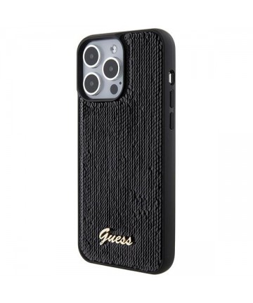 Guess Sequin Script Metal case for iPhone 15 Pro Max - black