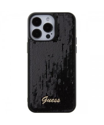 Guess Sequin Script Metal case for iPhone 15 Pro Max - black