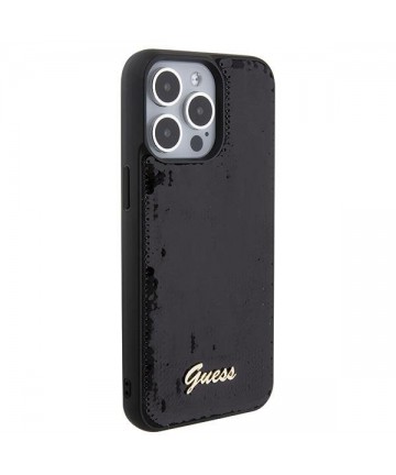 Guess Sequin Script Metal case for iPhone 15 Pro Max - black