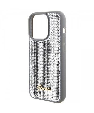 Guess Sequin Script Metal case for iPhone 15 Pro Max - silver