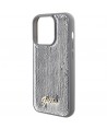 Guess Sequin Script Metal case for iPhone 15 Pro Max - silver