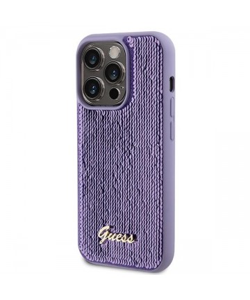 Guess Sequin Script Metal case for iPhone 15 Pro Max - purple