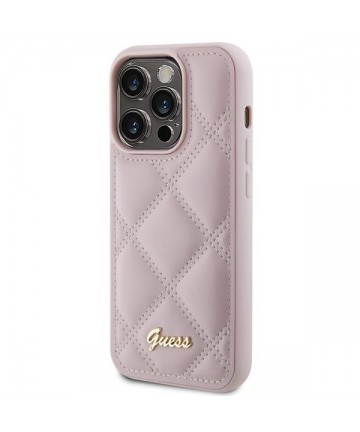 Guess Quilted Metal Logo case for iPhone 15 Pro Max - pink