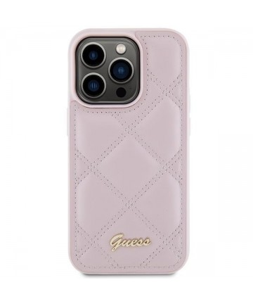 Guess Quilted Metal Logo case for iPhone 15 Pro Max - pink