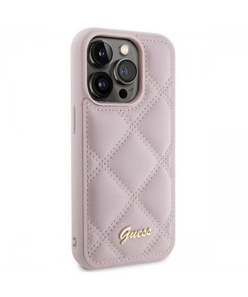 Guess Quilted Metal Logo case for iPhone 15 Pro Max - pink