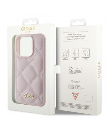 Guess Quilted Metal Logo case for iPhone 15 Pro Max - pink