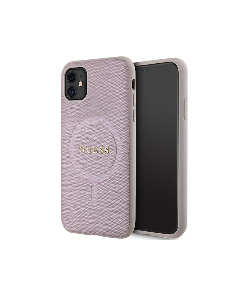 Guess GUHMN61PSAHMCP case for iPhone 11 / Xr - pink Saffiano MagSafe
